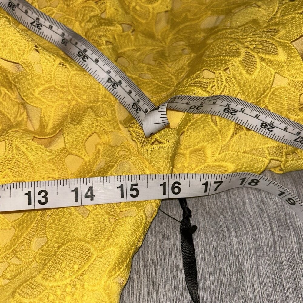 Prabal Gurung For JCPenney Yellow Puff Sleeve V-Neck Floral Party Dress Size 4 - Picture 8 of 11